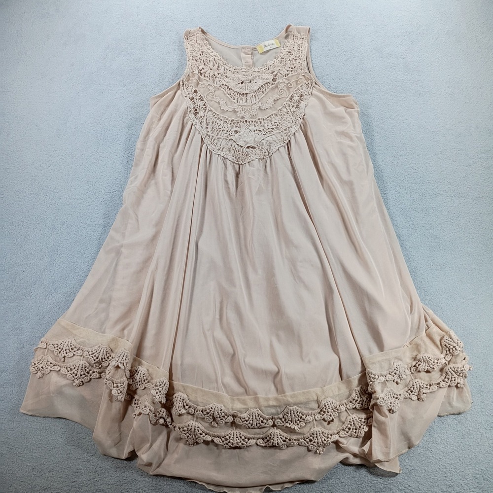 Altar'd State Womens Sleeveless Crochet Mesh Dress Beige Medium Boho Lace
